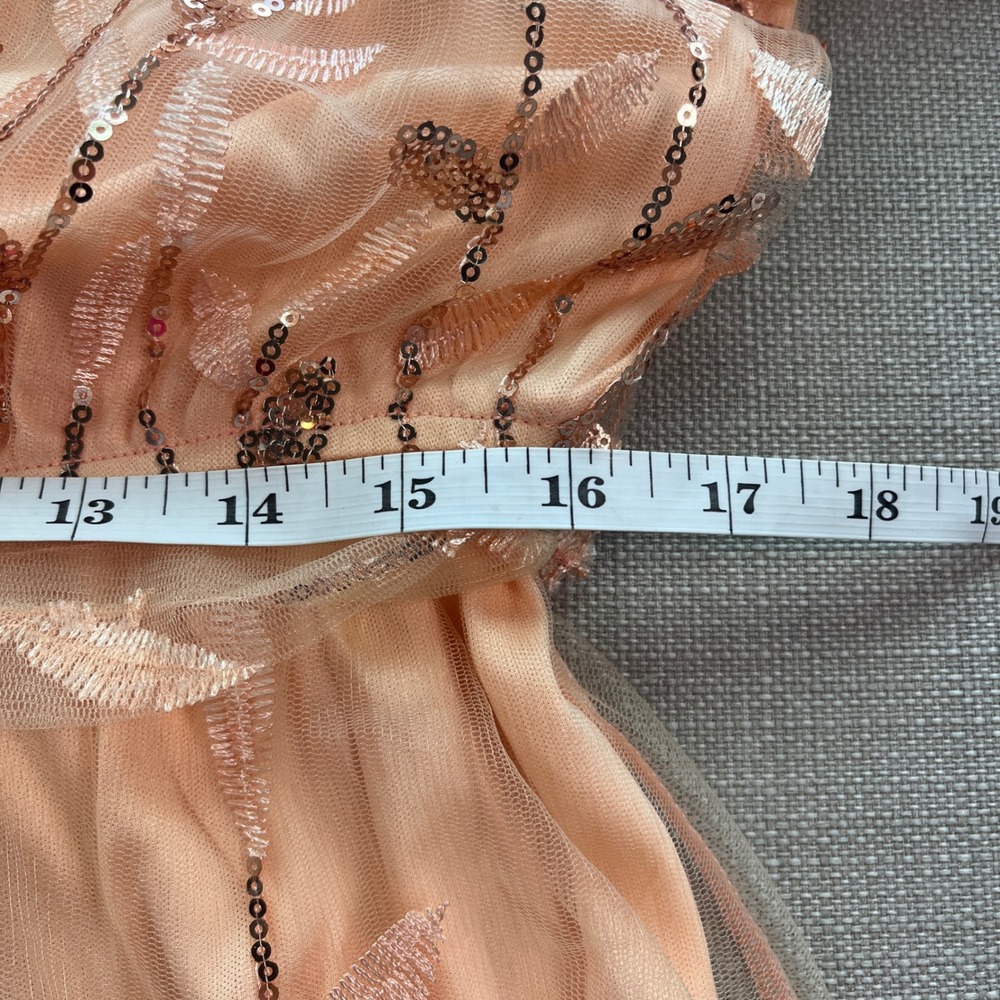 JJs House Ineta Womens XL Orange Sequin Mesh Cocktail Dress Short Sleeve NWT‎ - Picture 3 of 7